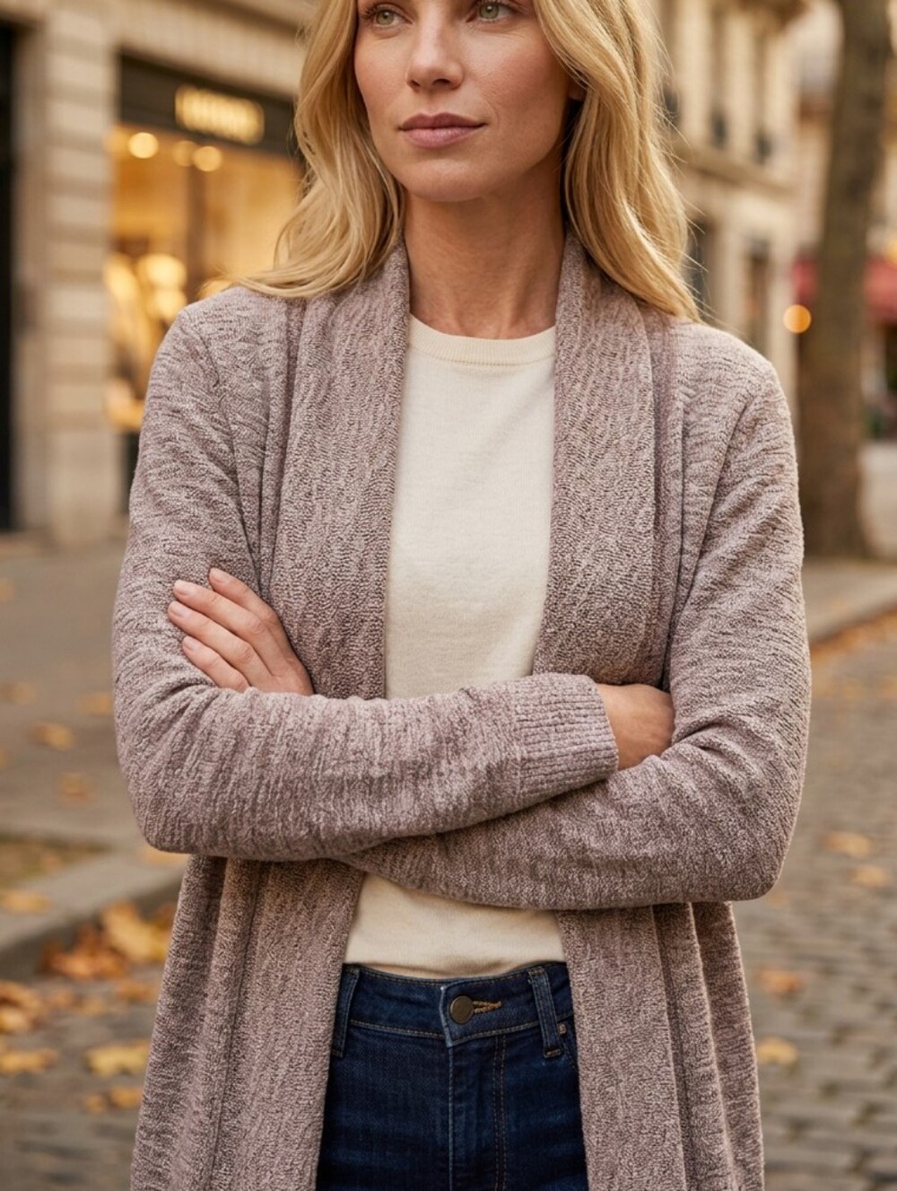 Three Dots Light Heather Gray Long Sleeve Open Cardigan
